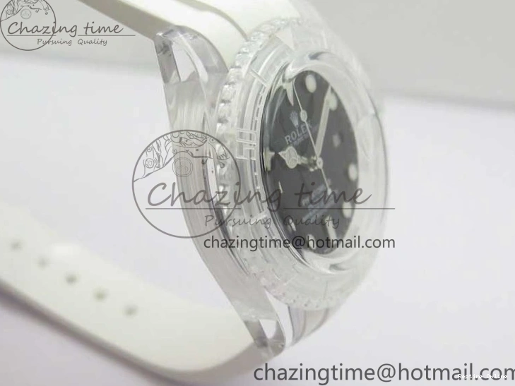 0112 Submariner Phantomlab Transparent KZF Best Edition Black Dial on White Rubber Strap VR StreetReady 2567